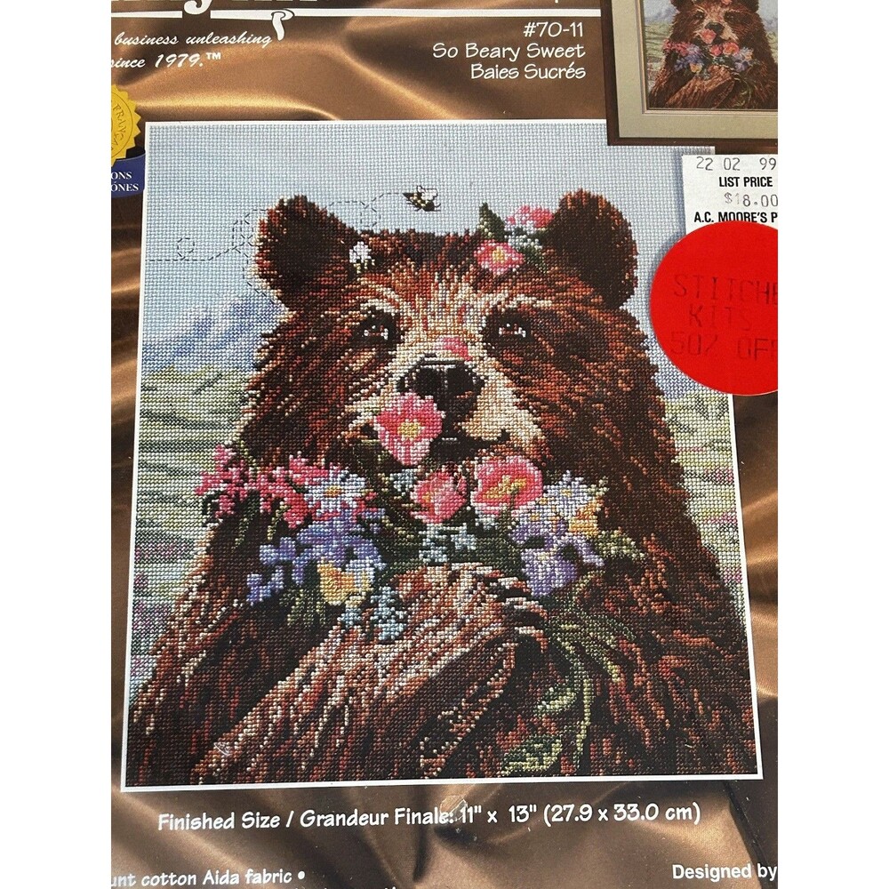 RARE NIP 1999 Janlynn Counted Cross Stitch Kit So Beary Sweet #70-11